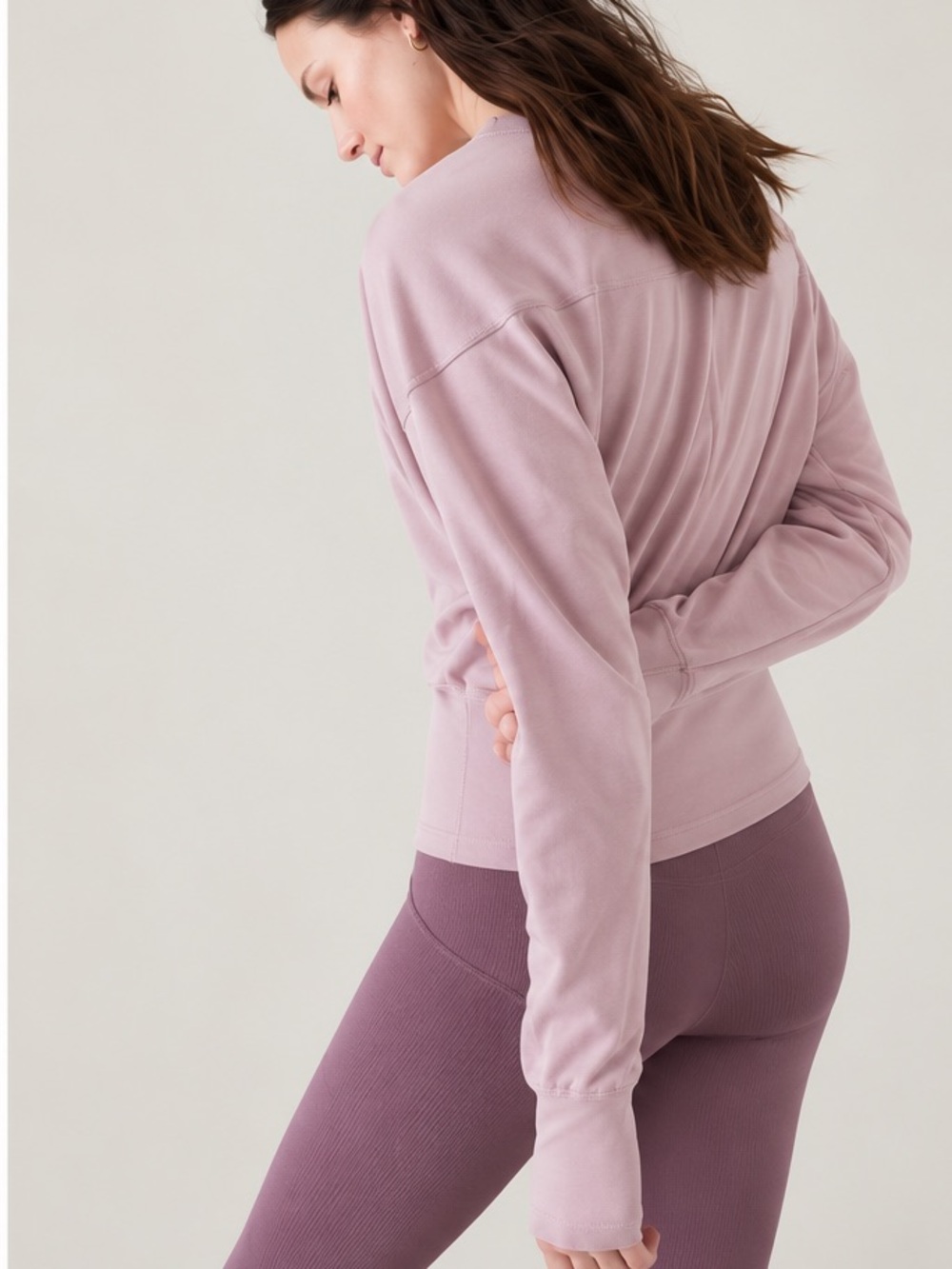 Athleta Retroterry Crewneck Sweatshirt in Smoked Mauve Size XXS Yoga Athleisure